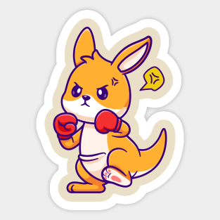 Cute Kangaroo Boxing Cartoon Sticker